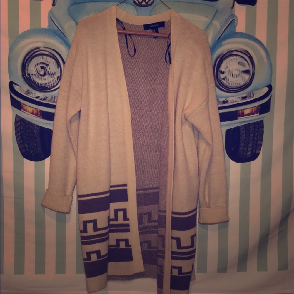 Medium Light Tan/Brown Cardigan. Bottom design.